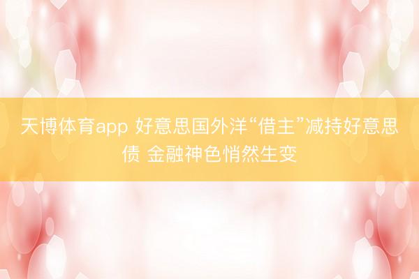 天博体育app 好意思国外洋“借主”减持好意思债 金融神色悄然生变