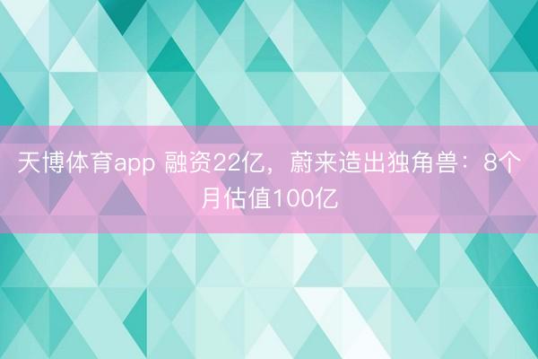 天博体育app 融资22亿,蔚来造出独角兽:8个月估值100亿