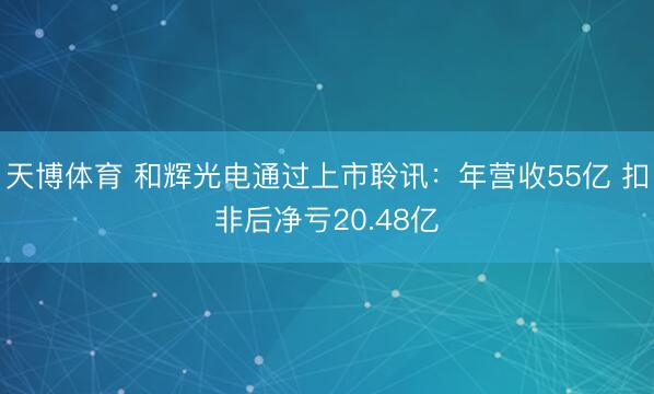 天博体育 和辉光电通过上市聆讯:年营收55亿 扣非后净亏20.48亿