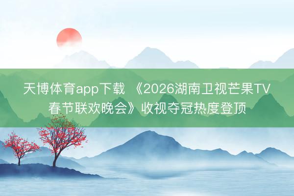 天博体育app下载 《2026湖南卫视芒果TV春节联欢晚会》收视夺冠热度登顶