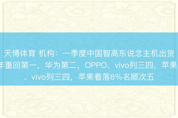 天博体育 机构:一季度中国智高东说念主机出货量,小米时隔十年重回第一,华为第二,OPPO、vivo列三四,苹果着落8%名顺次五