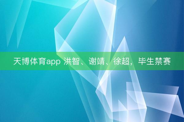 天博体育app 洪智、谢靖、徐超,毕生禁赛