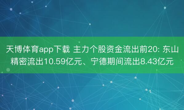 天博体育app下载 主力个股资金流出前20: 东山精密流出10.59亿元、宁德期间流出8.43亿元