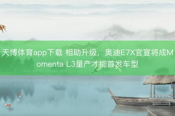 天博体育app下载 相助升级，奥迪E7X官宣将成Momenta L3量产才能首发车型