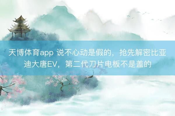 天博体育app 说不心动是假的，抢先解密比亚迪大唐EV，第二代刀片电板不是盖的