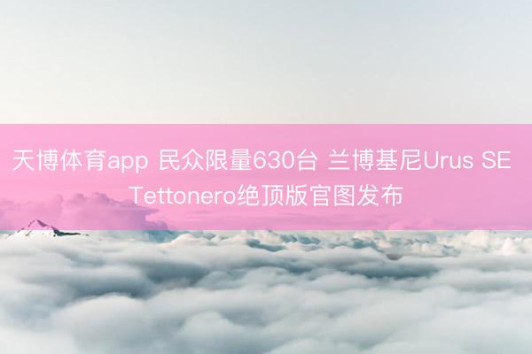 天博体育app 民众限量630台 兰博基尼Urus SE Tettonero绝顶版官图发布